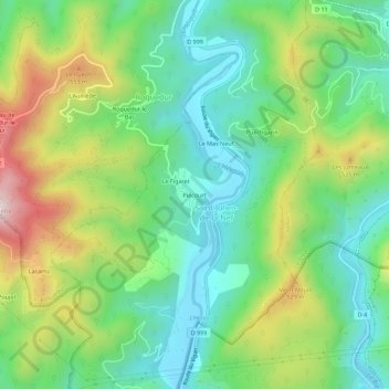 Piécourt topographic map, elevation, terrain