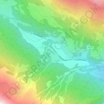 Fuldera topographic map, elevation, terrain