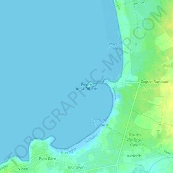 Pointe de la Torche topographic map, elevation, terrain