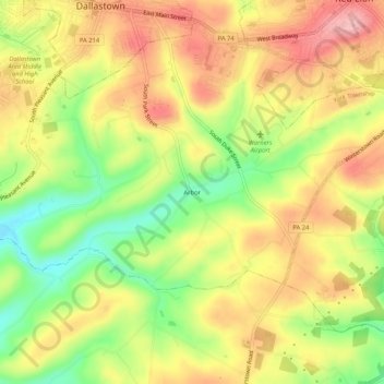 Arbor topographic map, elevation, terrain