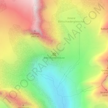 Baltschiederklause topographic map, elevation, terrain