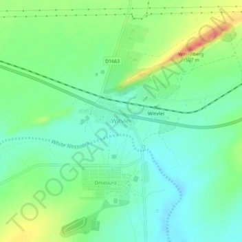 Witvlei topographic map, elevation, terrain