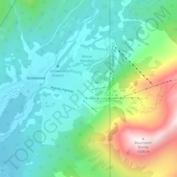 Alyeska topographic map, elevation, terrain