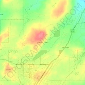 Centennial Heights topographic map, elevation, terrain