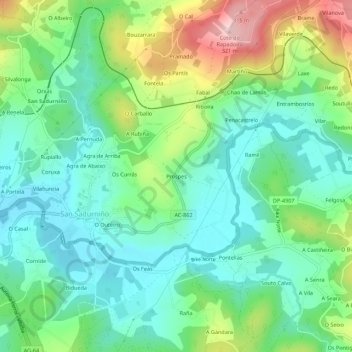 Prospes topographic map, elevation, terrain