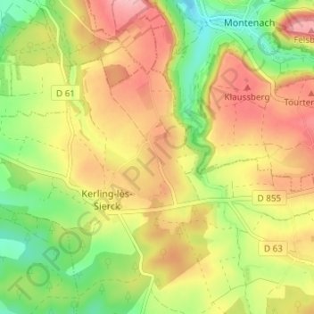 Freching topographic map, elevation, terrain