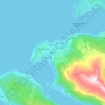 Narvik topographic map, elevation, terrain