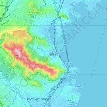 Brisbane topographic map, elevation, terrain