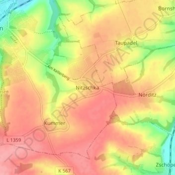 Nitzschka topographic map, elevation, terrain
