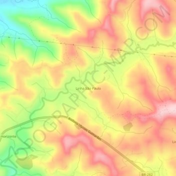 Linha São Paulo topographic map, elevation, terrain