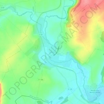 Cusey topographic map, elevation, terrain