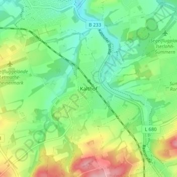Kalthof topographic map, elevation, terrain