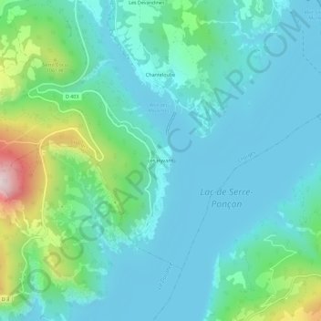 Les Hyvans topographic map, elevation, terrain