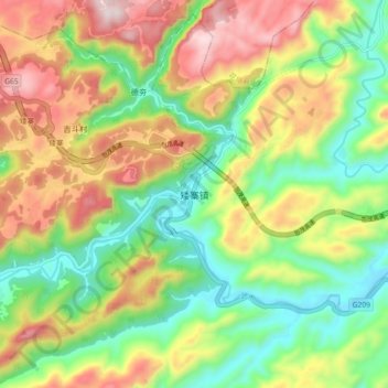 矮寨镇 topographic map, elevation, terrain