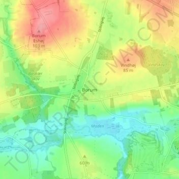 Borum topographic map, elevation, terrain