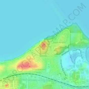 Eagle Heights topographic map, elevation, terrain