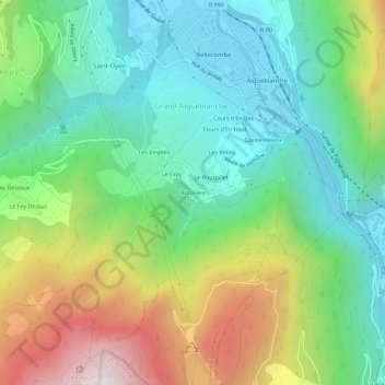 Botolière topographic map, elevation, terrain