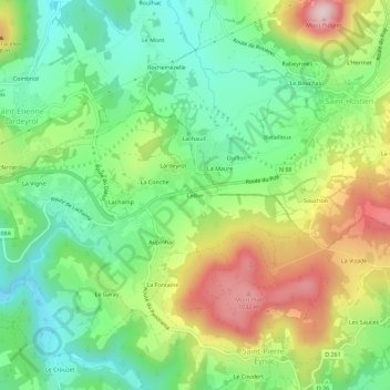 Cellier topographic map, elevation, terrain
