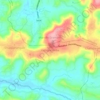 Vattaparamba topographic map, elevation, terrain