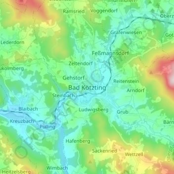 Bad Kötzting topographic map, elevation, terrain