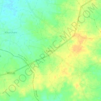 Badjhiri topographic map, elevation, terrain