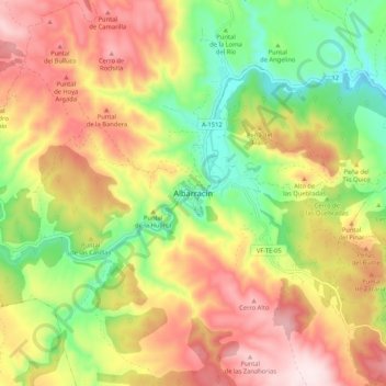 Albarracín topographic map, elevation, terrain