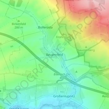 Beuernfeld topographic map, elevation, terrain