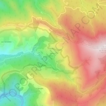 Mijavols topographic map, elevation, terrain