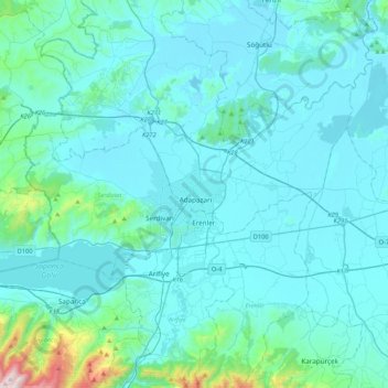 Sakarya topographic map, elevation, terrain