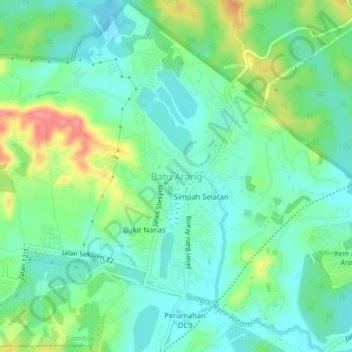 Batu Arang topographic map, elevation, terrain