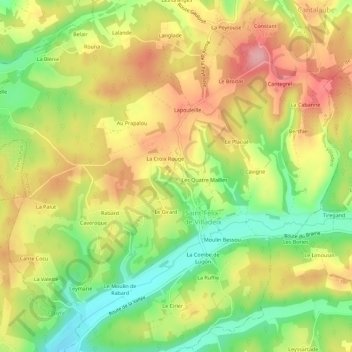 Combe du Rat topographic map, elevation, terrain