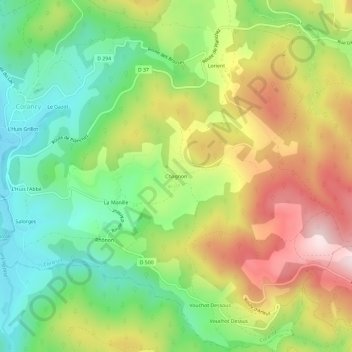 Chagnon topographic map, elevation, terrain