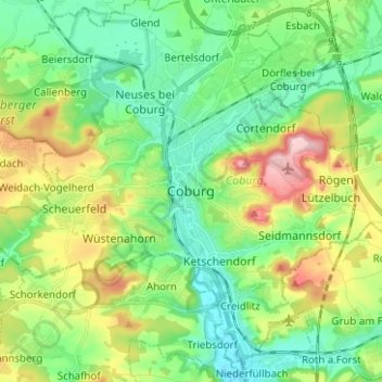Coburg topographic map, elevation, terrain