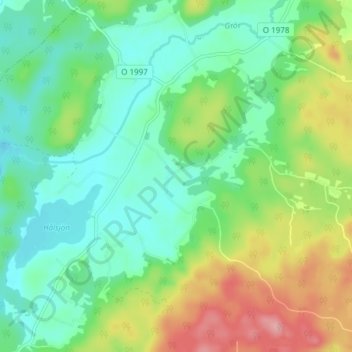 Höga topographic map, elevation, terrain