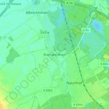 Erdmannshain topographic map, elevation, terrain