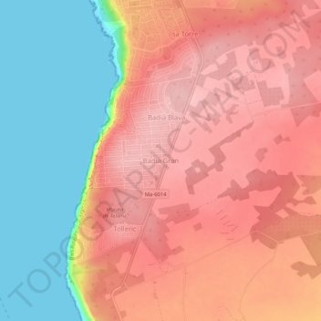Badia Gran topographic map, elevation, terrain