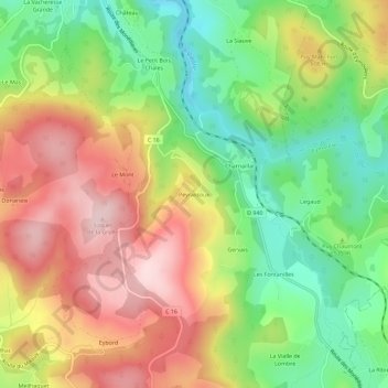 Peyrassoux topographic map, elevation, terrain