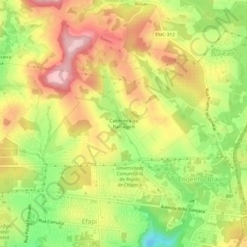 Cabeceira da Barragem topographic map, elevation, terrain