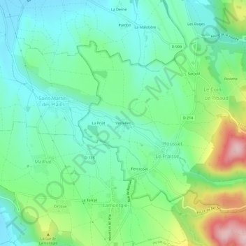 Vinzelles topographic map, elevation, terrain