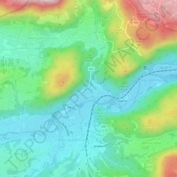 Bitnje topographic map, elevation, terrain
