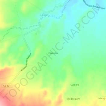 Cacimba topographic map, elevation, terrain