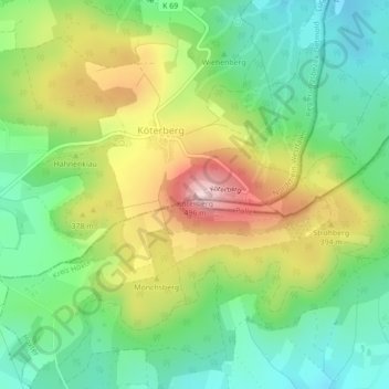 Köterberg topographic map, elevation, terrain