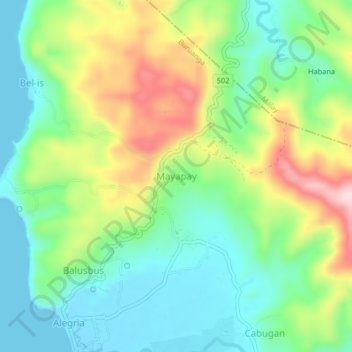 Mayapay topographic map, elevation, terrain
