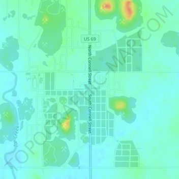 Picher topographic map, elevation, terrain