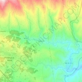Amoreira topographic map, elevation, terrain