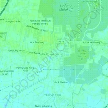 Pokok Sena topographic map, elevation, terrain