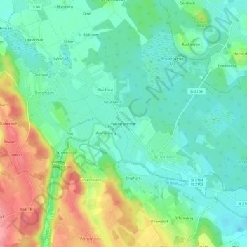 Wasserbrenner topographic map, elevation, terrain