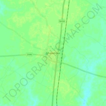 Ghatampur topographic map, elevation, terrain