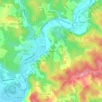 La Gardette topographic map, elevation, terrain