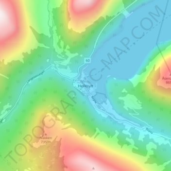 Hellesylt topographic map, elevation, terrain